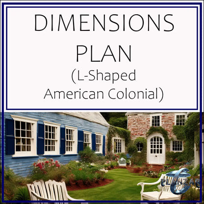 L shape American Colonial: DIMENSIONS PLAN Digital Download Landscape Plans