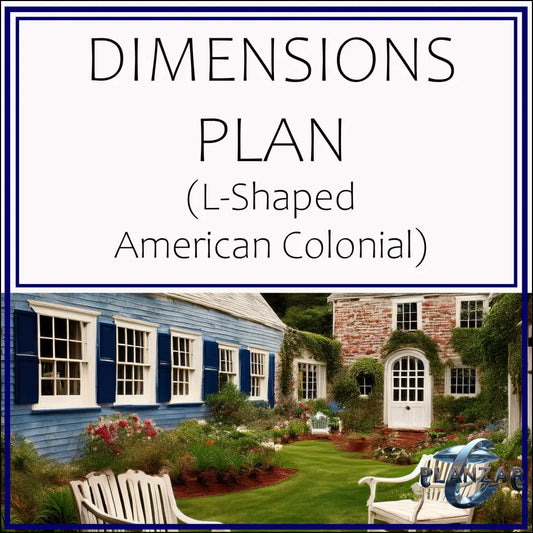L shape American Colonial: DIMENSIONS PLAN Digital Download Landscape Plans