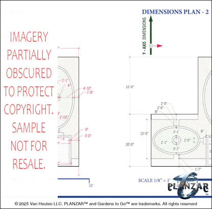 L shape American Colonial: DIMENSIONS PLAN Digital Download Landscape Plans