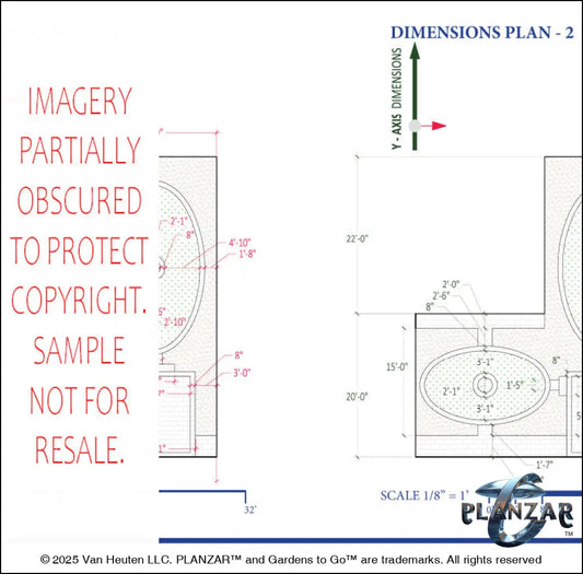 L shape American Colonial: DIMENSIONS PLAN Digital Download Landscape Plans