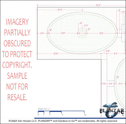 L shape American Colonial: DIMENSIONS PLAN Digital Download Landscape Plans