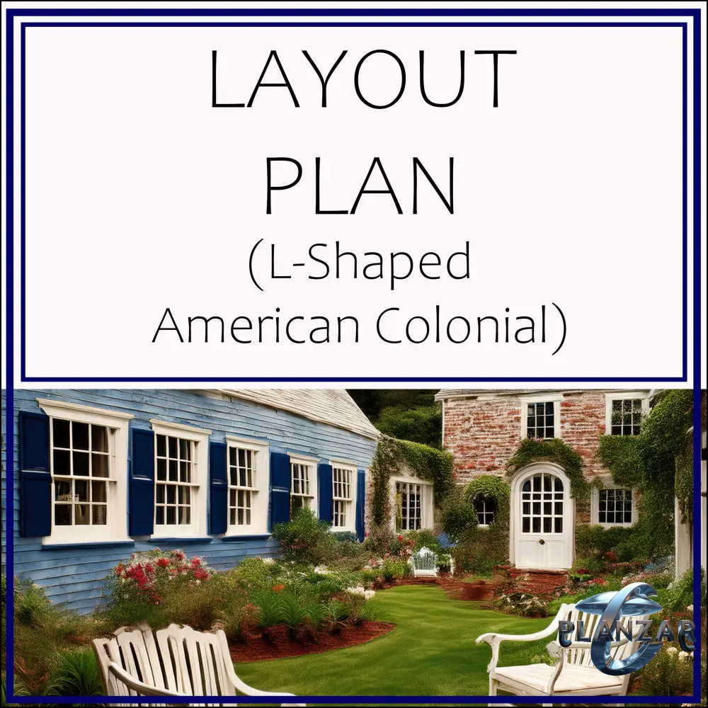 L shape American Colonial: LAYOUT PLAN Digital Download Landscape Plans