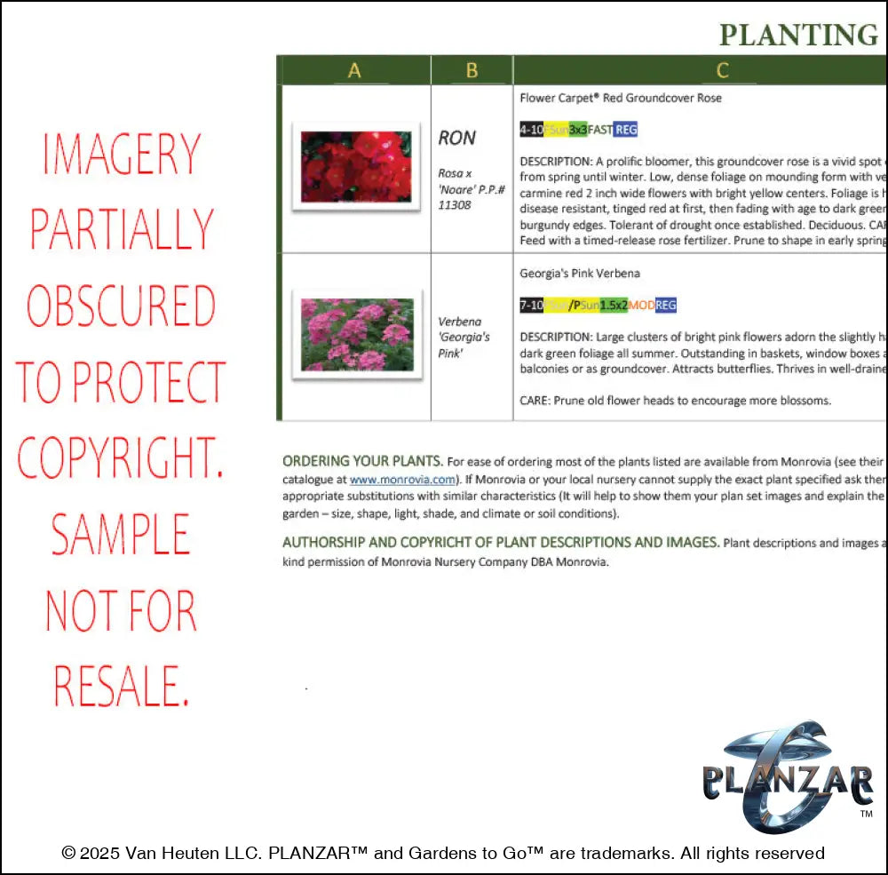 L shape American Colonial: PLANT GUIDE Digital Download Landscape Plans