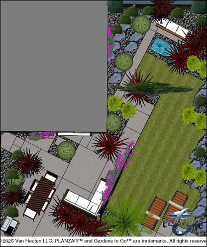 L Shape Contemporary Chic - Option One: DESIGN OVERVIEW Digital Download Landscape Plans