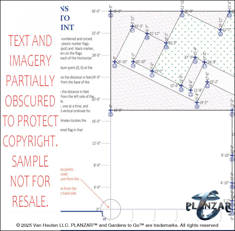 L Shape Contemporary Chic - Option One: DIMENSIONS PLAN Digital Download Landscape Plans
