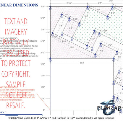 L Shape Contemporary Chic - Option One: DIMENSIONS PLAN Digital Download Landscape Plans