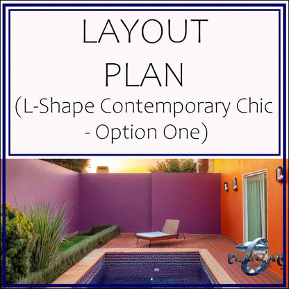L Shape Contemporary Chic - Option One: LAYOUT PLAN Digital Download Landscape Plans