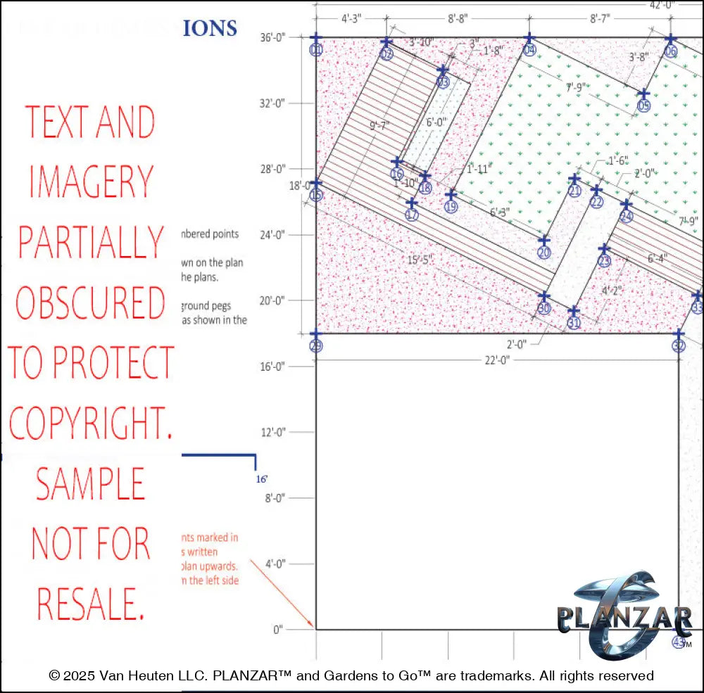 L Shape Contemporary Chic - Option Two: DIMENSIONS PLAN Digital Download Landscape Plans