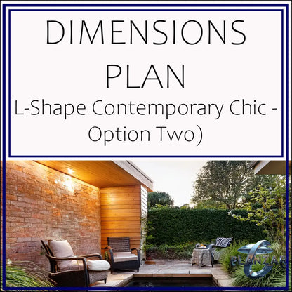 L Shape Contemporary Chic - Option Two: DIMENSIONS PLAN Digital Download Landscape Plans