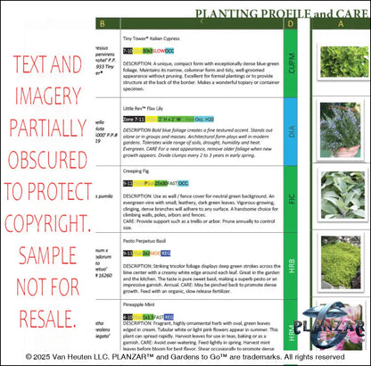 L Shape Contemporary Chic - Option Two: PLANTING GUIDE Digital Download Landscape Plans