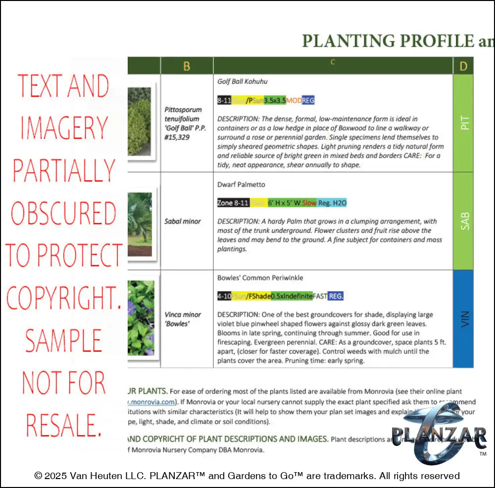 L Shape Contemporary Chic - Option Two: PLANTING GUIDE Digital Download Landscape Plans