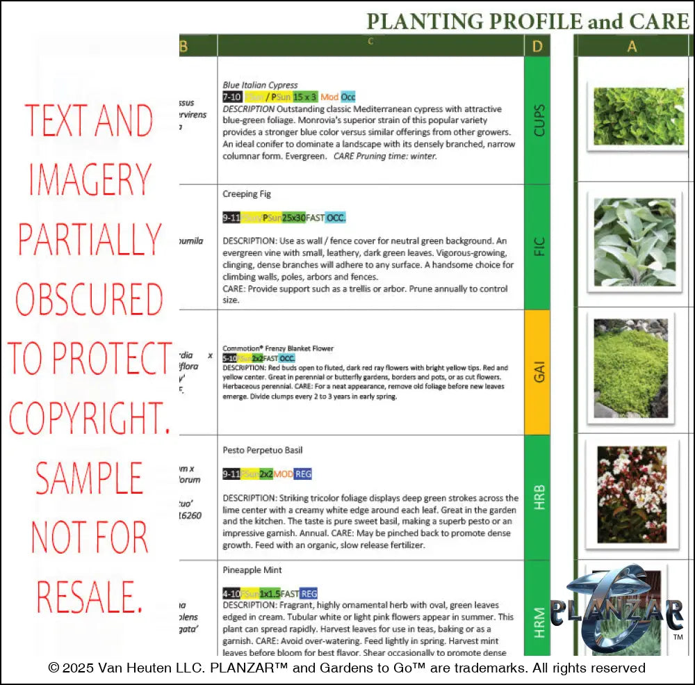 L shape L’Aixois: PLANT GUIDE Digital Download Landscape Plans