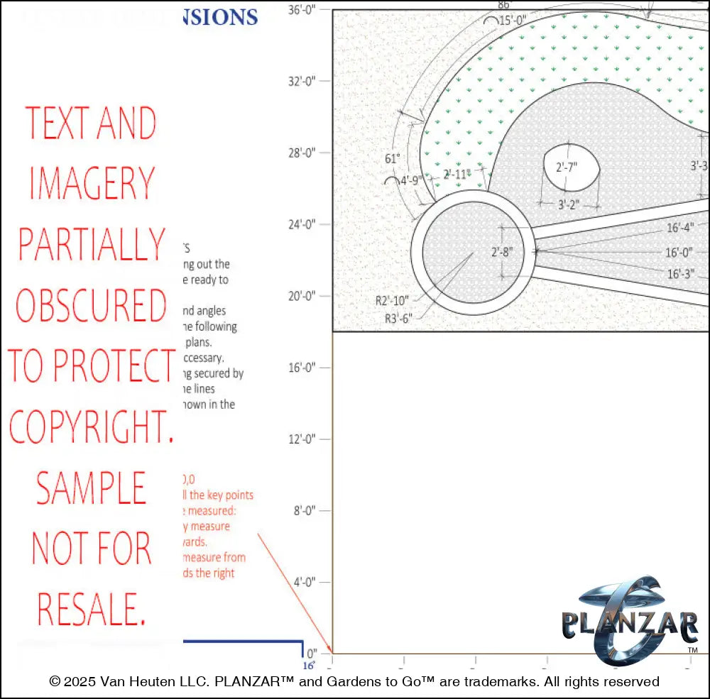 L shape Le Cezanne: DIMENSIONS PLAN Digital Download Landscape Plans