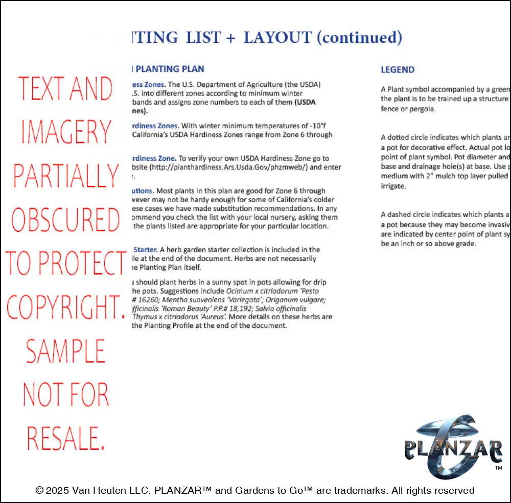 L shape Le Cezanne: PLANT LIST + LAYOUT Digital Download Landscape Plans
