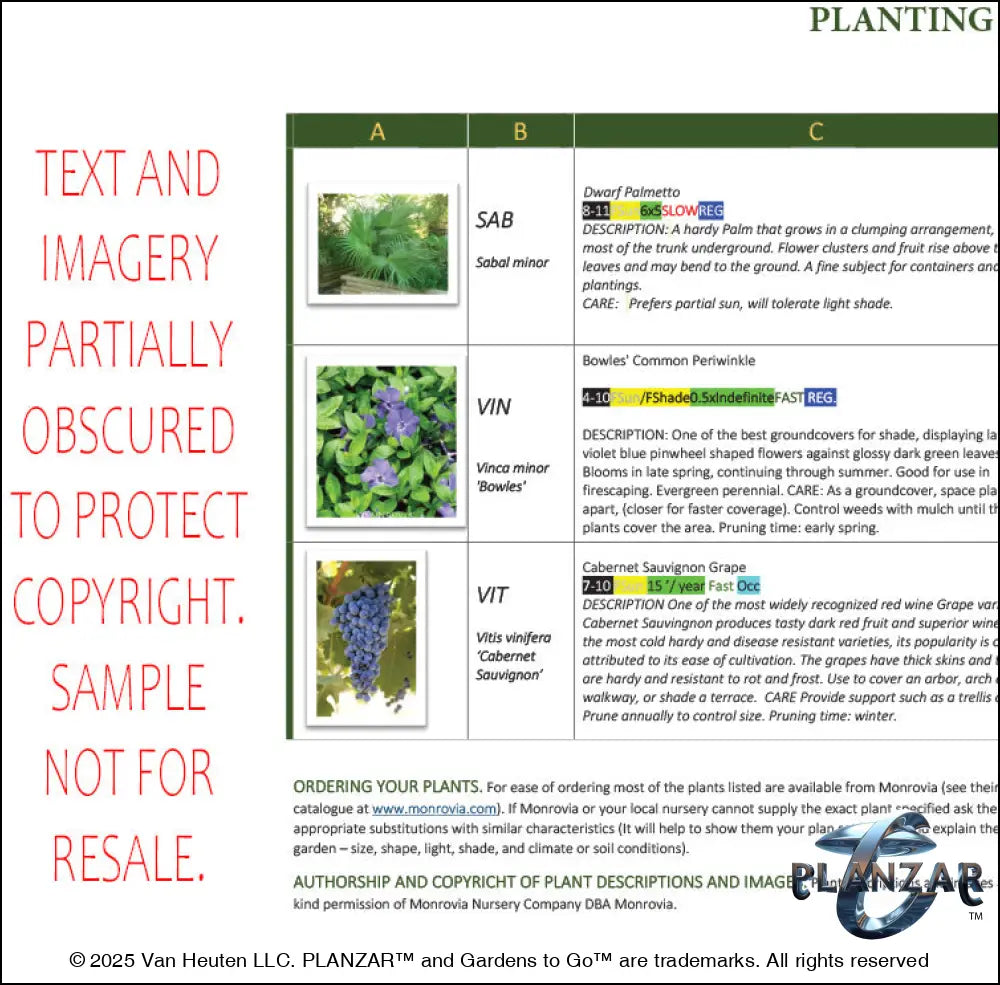 L shape Le Matisse: PLANT GUIDE Digital Download Landscape Plans