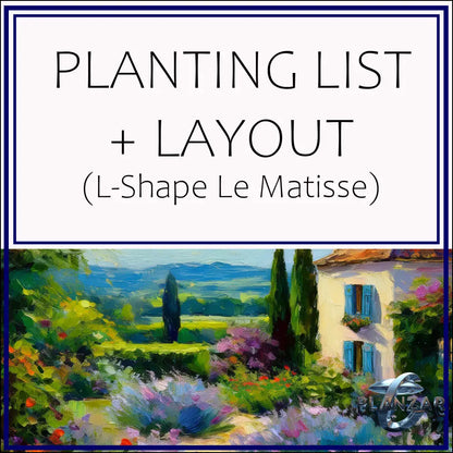 L shape Le Matisse: PLANT LIST + LAYOUT Digital Download Landscape Plans