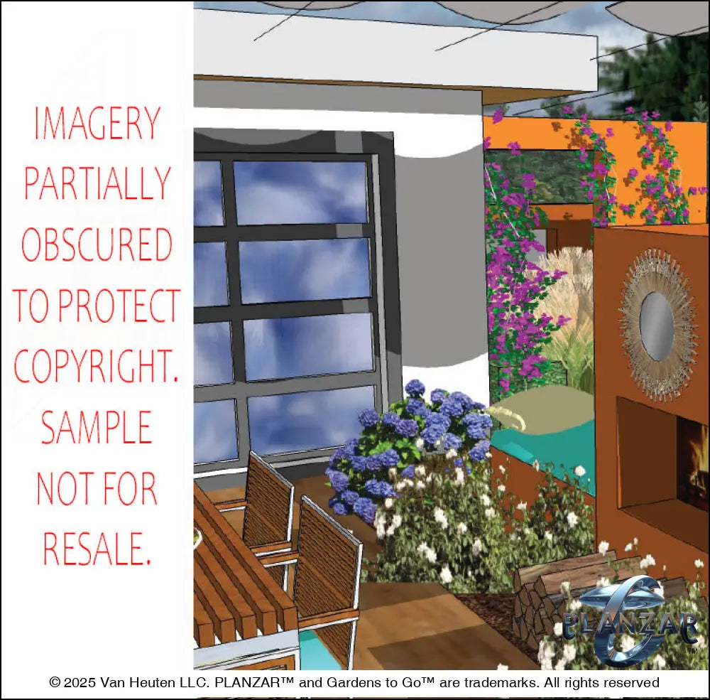 L shape Mid-century Modern: DESIGN OVERVIEW Digital Download Landscape Plans