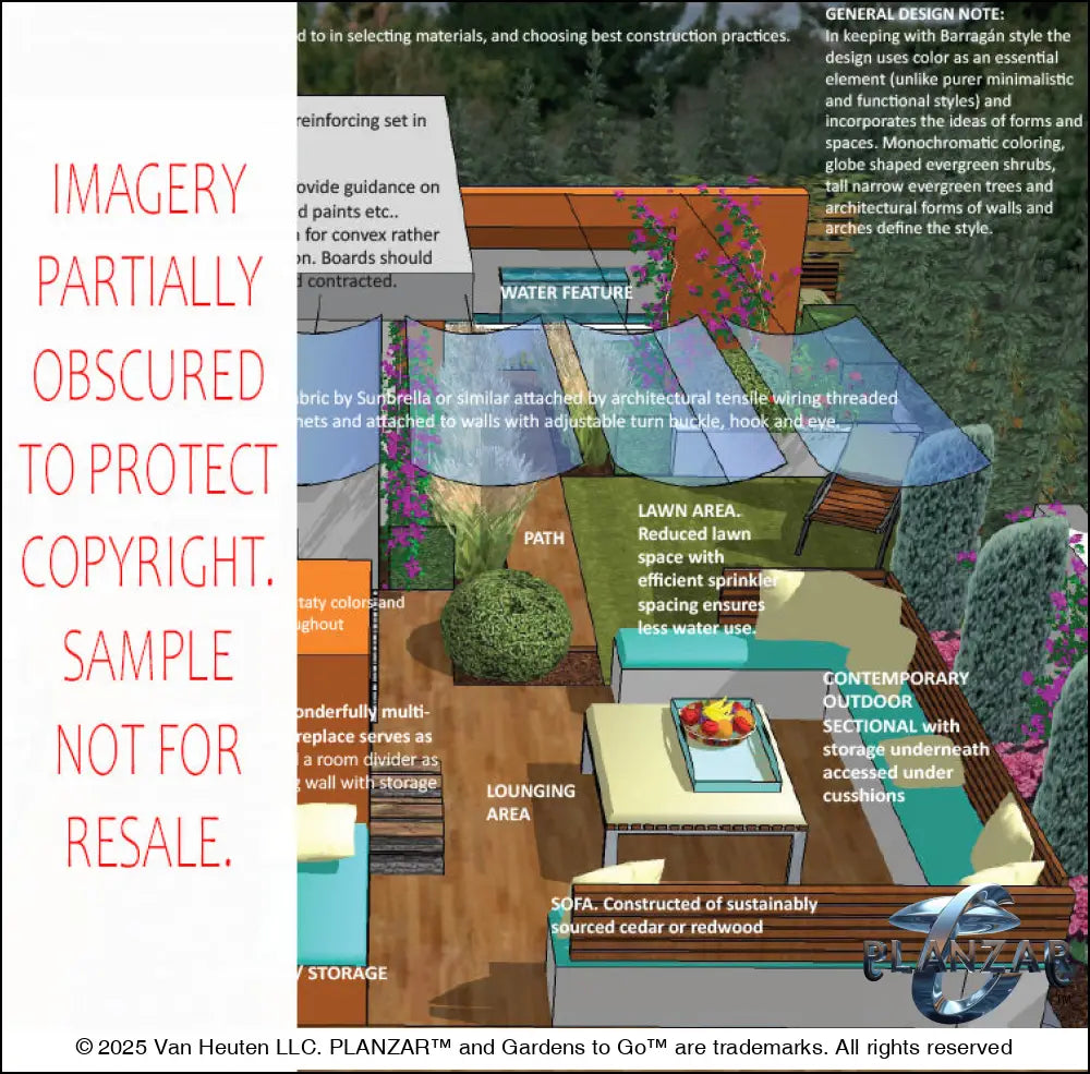 L shape Mid-century Modern: DESIGN OVERVIEW Digital Download Landscape Plans
