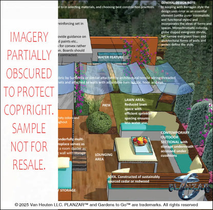 L shape Mid-century Modern: DESIGN OVERVIEW Digital Download Landscape Plans