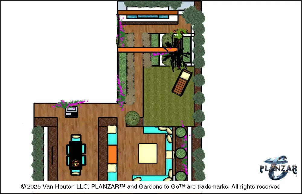 L shape Mid-century Modern: DESIGN OVERVIEW Digital Download Landscape Plans