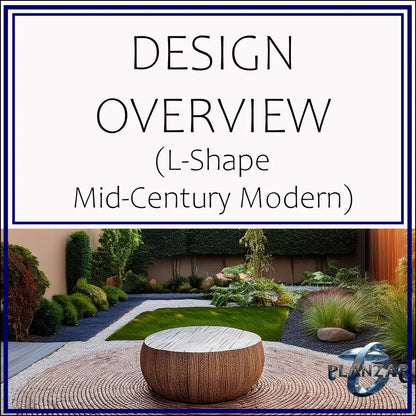 L shape Mid-century Modern: DESIGN OVERVIEW Digital Download Landscape Plans