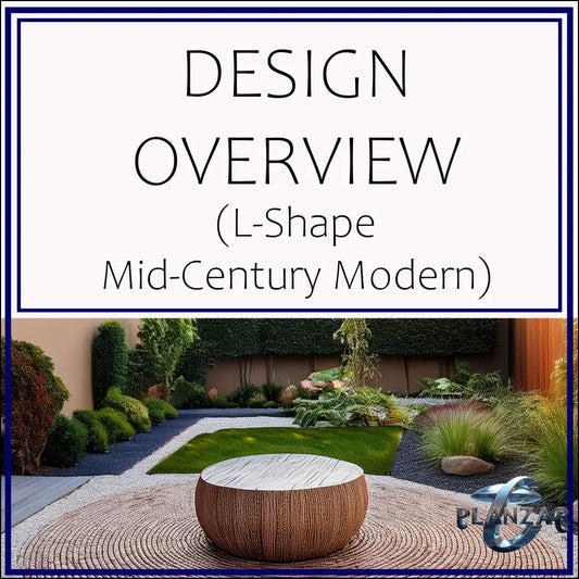 L shape Mid-century Modern: DESIGN OVERVIEW Digital Download Landscape Plans