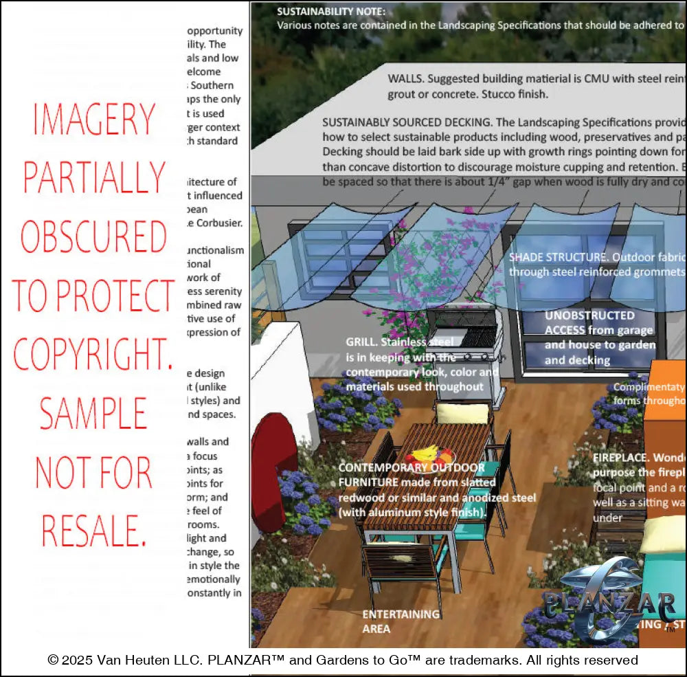 L shape Mid-century Modern: DESIGN OVERVIEW Digital Download Landscape Plans