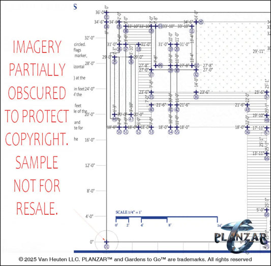 L shape Mid-century Modern: DIMENSIONS PLAN Digital Download Landscape Plans
