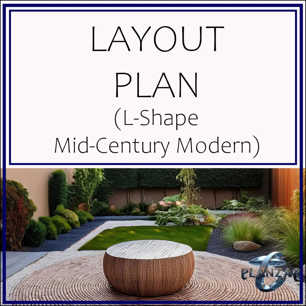 L shape Mid-century Modern: LAYOUT PLAN Digital Download Landscape Plans