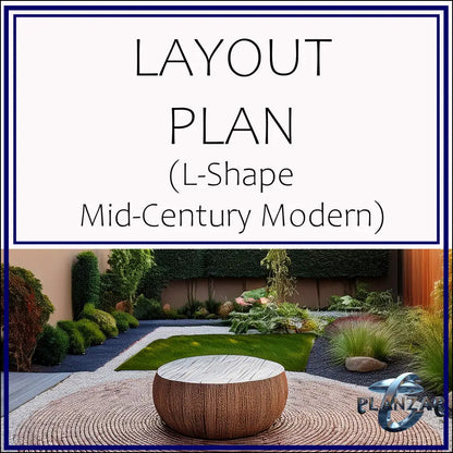 L shape Mid-century Modern: LAYOUT PLAN Digital Download Landscape Plans