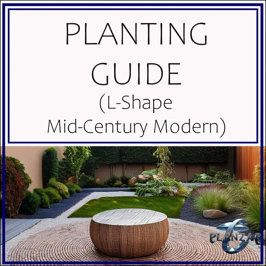 L shape Mid-century Modern: PLANT GUIDE Digital Download Landscape Plans