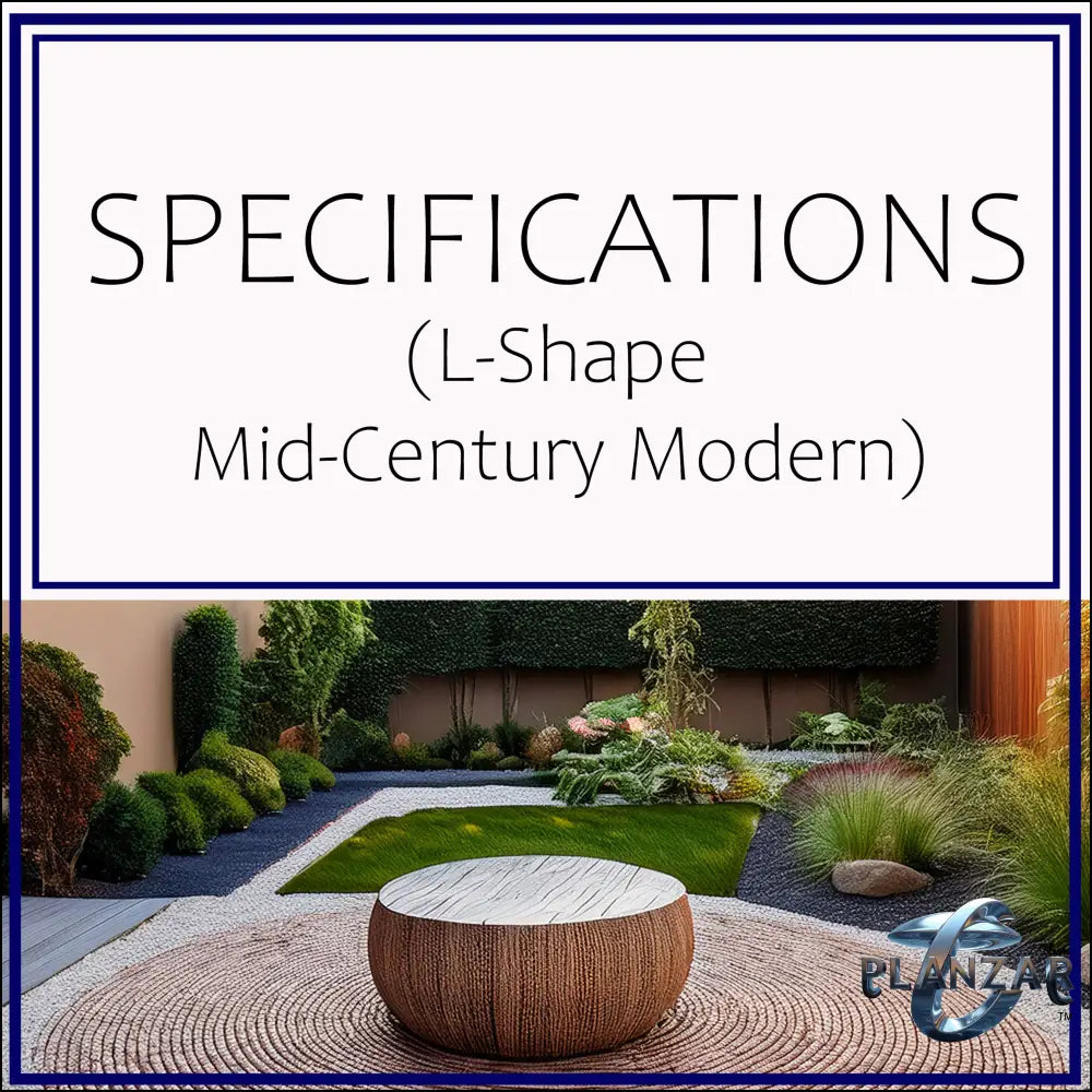 L shape Mid-century Modern: SPECIFICATIONS Digital Download Landscape Plans