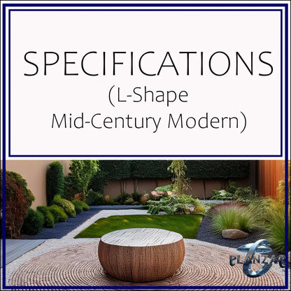 L shape Mid-century Modern: SPECIFICATIONS Digital Download Landscape Plans