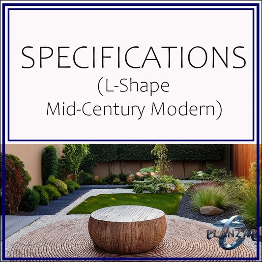 L shape Mid-century Modern: SPECIFICATIONS Digital Download Landscape Plans