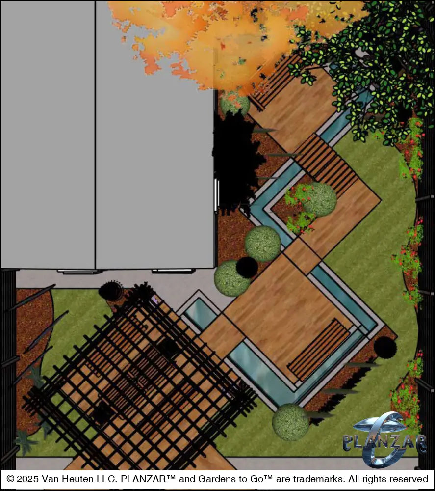 L shape Modern Water: DESIGN OVERVIEW Digital Download Landscape Plans