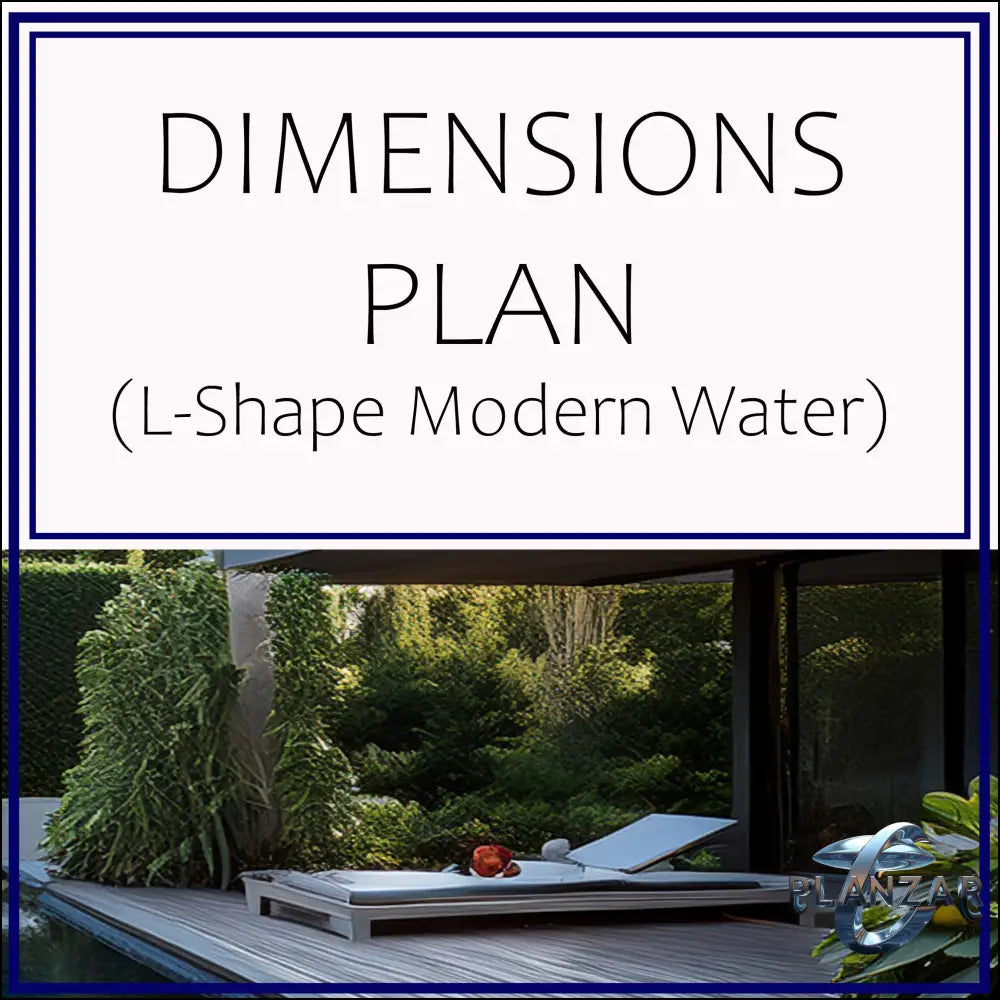 L shape Modern Water: DIMENSIONS PLAN Digital Download Landscape Plans