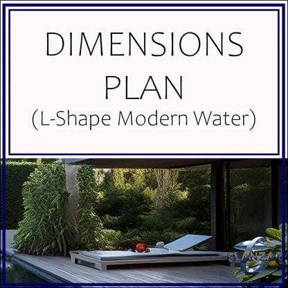 L shape Modern Water: DIMENSIONS PLAN Digital Download Landscape Plans