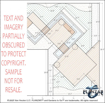 L shape Modern Water: DIMENSIONS PLAN Digital Download Landscape Plans