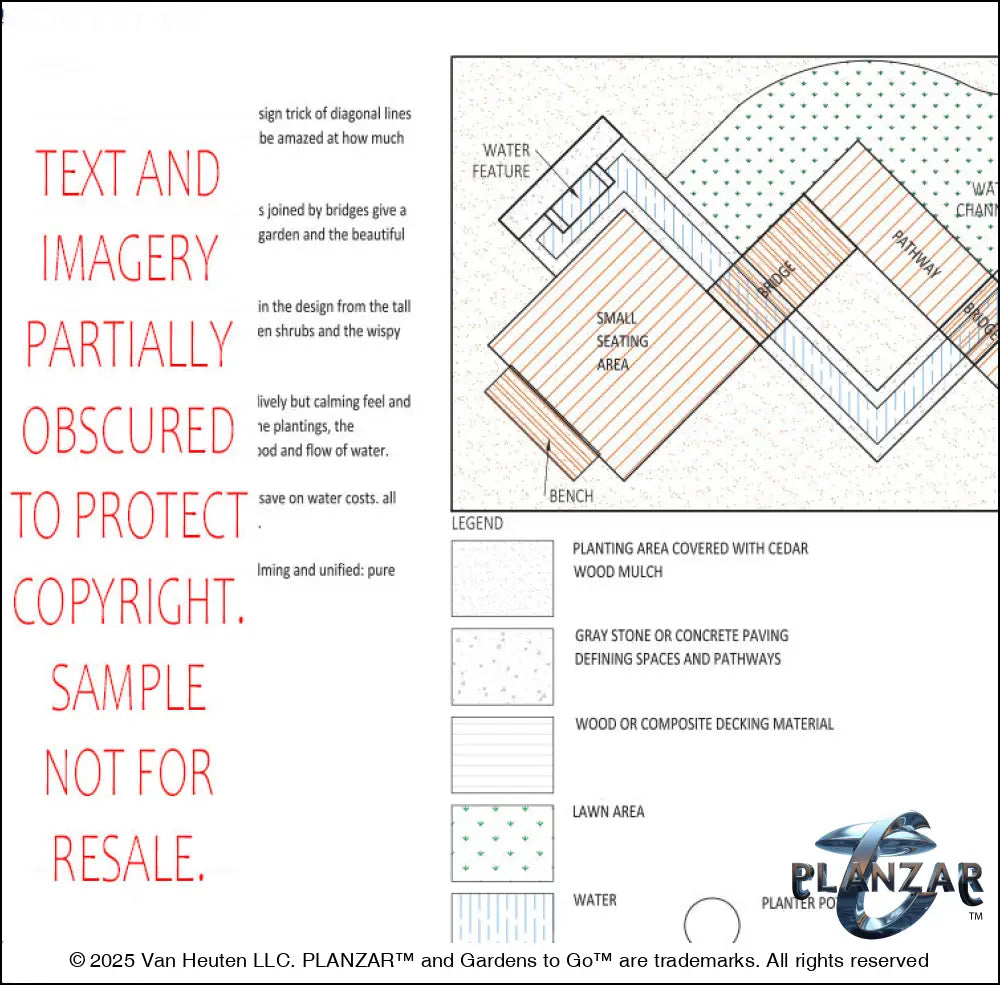 L shape Modern Water: LAYOUT PLAN Digital Download Landscape Plans