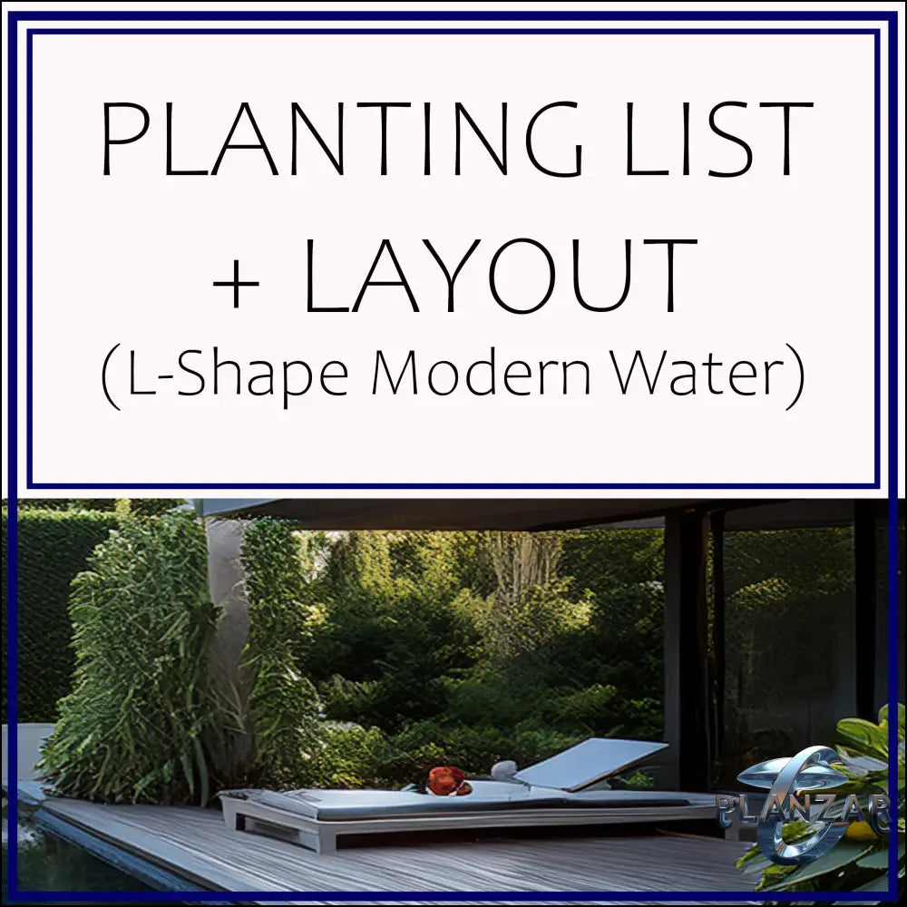 L shape Modern Water: PLANT LIST + LAYOUT Digital Download Landscape Plans