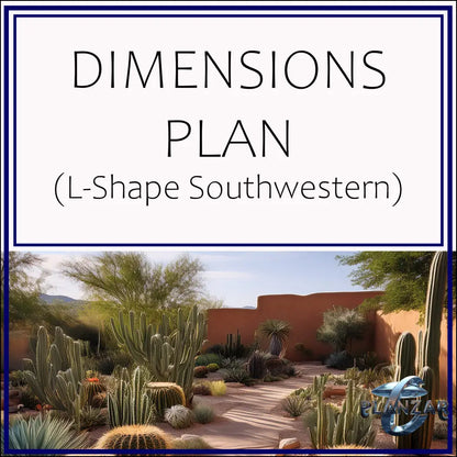 L shape Southwestern: DIMENSIONS PLAN Digital Download Landscape Plans