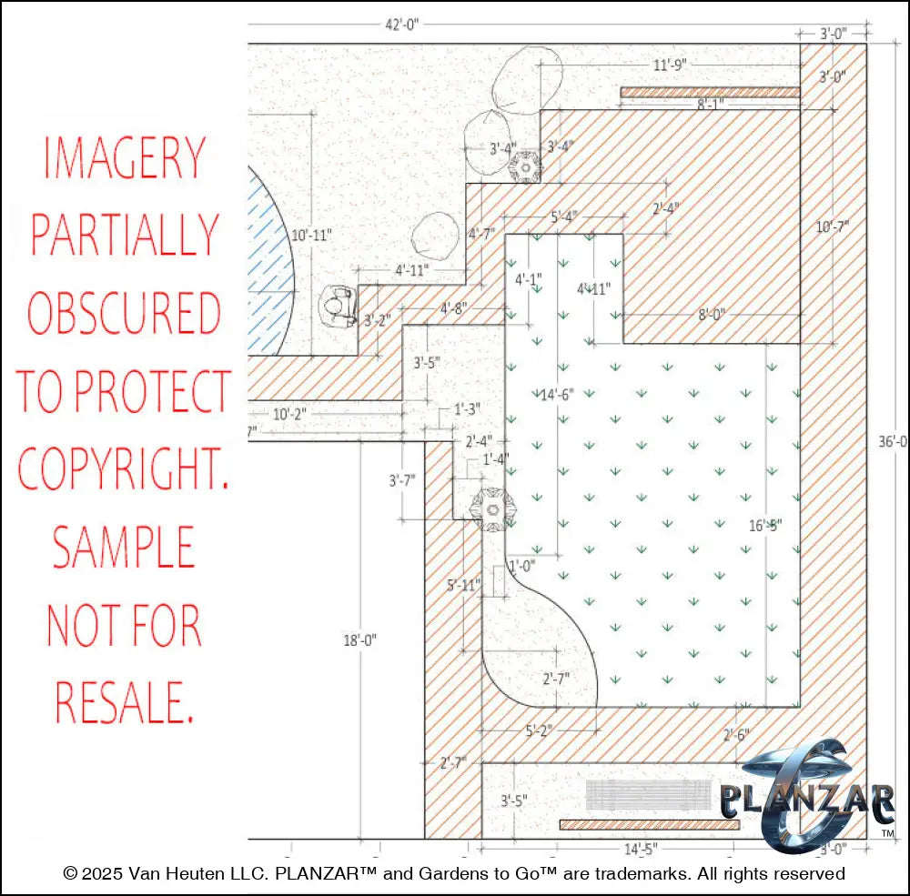 L shape Tokyo Zen: DIMENSIONS PLAN Digital Download Landscape Plans