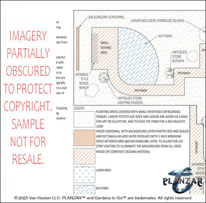 L shape Tokyo Zen: LAYOUT PLAN Digital Download Landscape Plans
