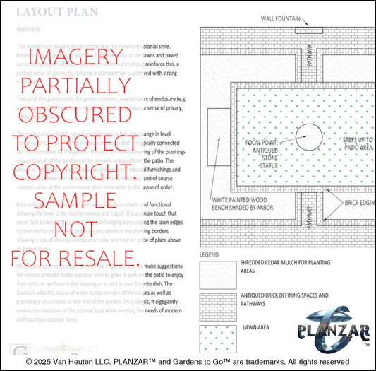 Rectangular American Colonial: LAYOUT PLAN Digital Download Landscape Plans