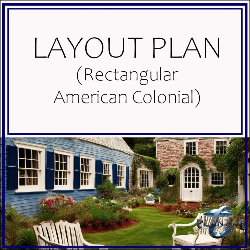 Rectangular American Colonial: LAYOUT PLAN Digital Download Landscape Plans
