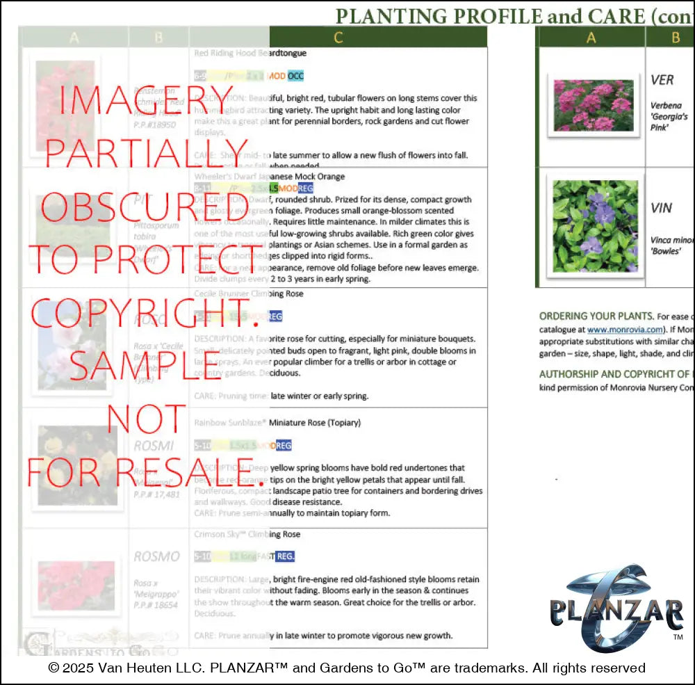 Rectangular American Colonial: PLANT GUIDE Digital Download Landscape Plans