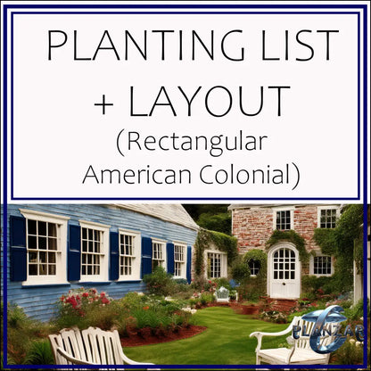 Rectangular American Colonial: PLANT LIST + LAYOUT Digital Download Landscape Plans