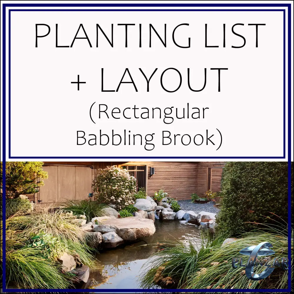 Rectangular Babbling Brook: PLANT LIST + LAYOUT Digital Download Landscape Plans