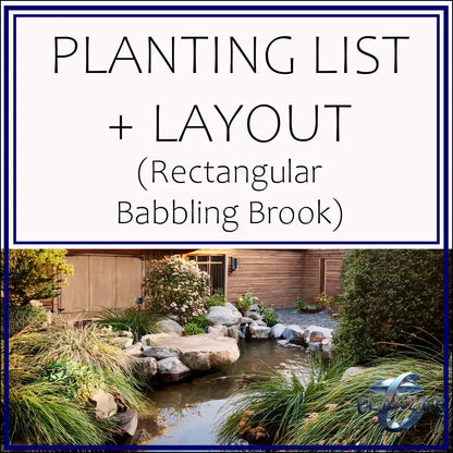 Rectangular Babbling Brook: PLANT LIST + LAYOUT Digital Download Landscape Plans