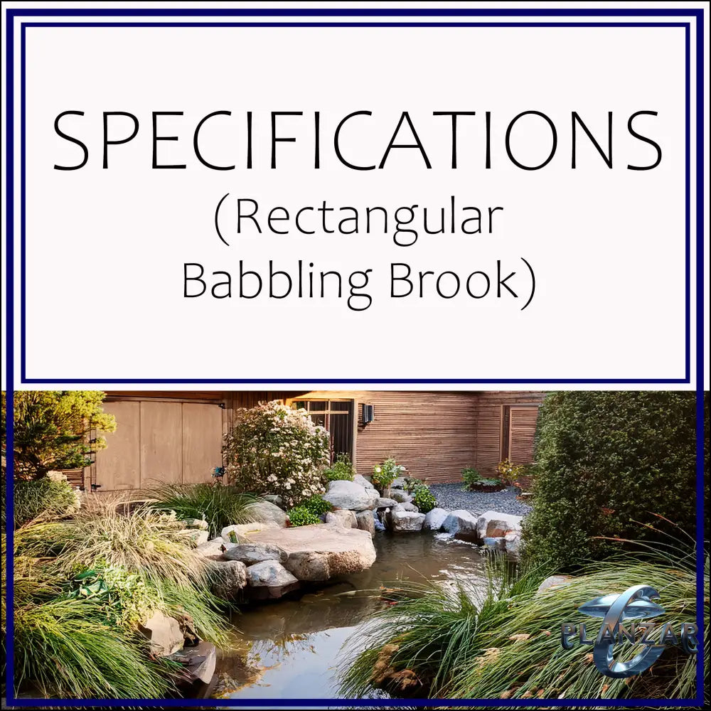 Rectangular Babbling Brook: SPECIFICATIONS Digital Download Landscape Plans